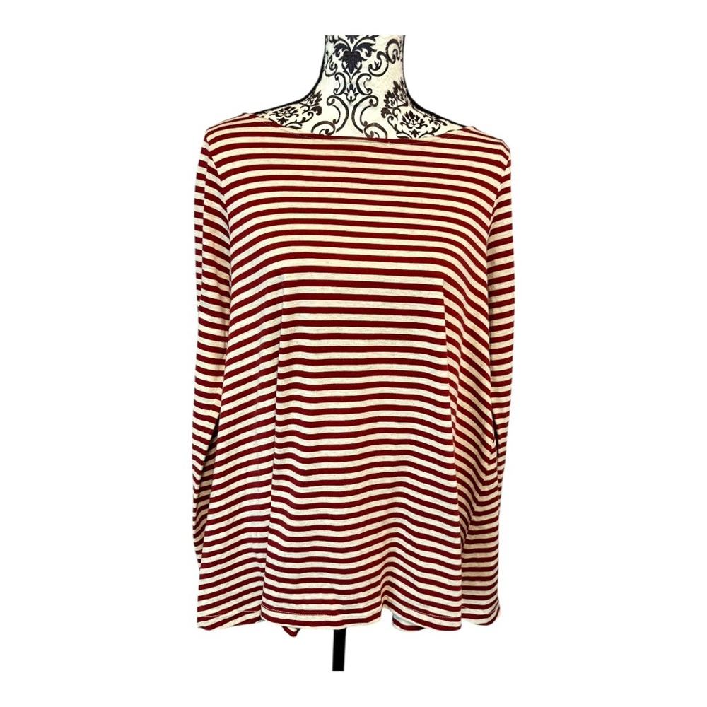 APUNTOB A.B Striped Red and Grey Long Sleeve Sweater